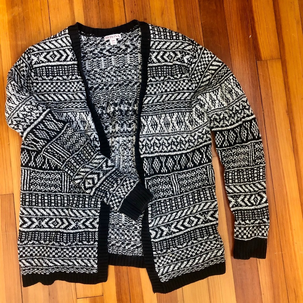 Black and White Patterned Cardigan
